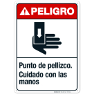Pinch Point Watch Your Hands Spanish Sign, ANSI Sign