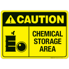 Chemical Storage Area Sign, ANSI Caution Sign