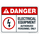 Electrical Equipment Authorized Personnel Only Sign, ANSI Danger Sign, (SI-5428)
