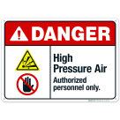 High Pressure Air Authorized Personnel Only Sign, ANSI Danger Sign, (SI-5429)