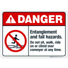 Entanglement And Fall Hazards Sign, ANSI Danger Sign