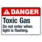 Toxic Gas Do Not Enter When Light Is Flashing Sign, ANSI Danger Sign