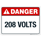 208 Volts Sign, ANSI Danger Sign
