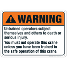 Untrained Operators Subject Themselves And Others To Death Sign, ANSI Warning Sign