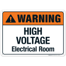 High Voltage Electrical Room Sign, ANSI Warning Sign