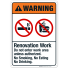 Renovation Work Do Not Enter Work Area Sign, ANSI Warning Sign, (SI-5498)