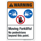 Moving Forklifts No Pedestrians Beyond This Point Sign, ANSI Warning Sign