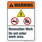 Renovation Work Do Not Enter Work Area Sign, ANSI Warning Sign