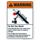 Do Not Two-Block Two-Blocking The Crane Could Cause Death Sign, ANSI Warning Sign