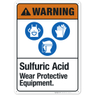 Sulfuric Acid Wear Protective Equipment Sign, ANSI Warning Sign