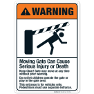 Moving Gate Can Cause Serious Injury Or Death Keep Clear Sign, ANSI Warning Sign