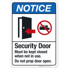 Security Door Must Be Kept Closed When Not In Use Sign, ANSI Notice Sign, (SI-5542)