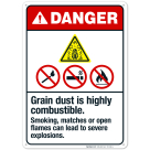 Grain Dust Is Highly Combustible Sign, ANSI Danger Sign