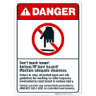 Don't Touch Tower Serious Rf Burn Hazard Sign, ANSI Danger Sign
