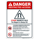 Strong Magnetic Field The Magnet Is Always On Sign, ANSI Danger Sign