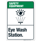 Eye Wash Station Sign, ANSI Safety Equipment Sign