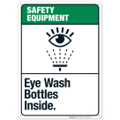 Eye Wash Bottles Inside Sign, ANSI Safety Equipment Sign