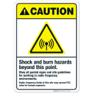 Shock And Burn Hazards Beyond This Point Sign, ANSI Caution Sign