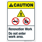Renovation Work Do Not Enter Work Area Sign, ANSI Caution Sign