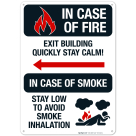In Case Of Fire In case of Smoke Sign, Fire Safety Sign