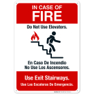 In Case Of Fire Use Exit Stairways Bilingual Sign, Fire Safety Sign, (SI-5641)
