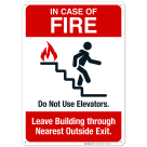In Case Of Fire Leave Building through Nearest Outside Exit Sign, Fire Safety Sign