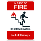 In Case Of Fire Use Exit Stairways Sign, Fire Safety Sign