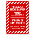 Fire And Or Smoke Barrier Bilingual Sign, Fire Safety Sign