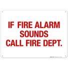 In Fire Alarm Sounds CAll Fire Dept Sign, Fire Safety Sign