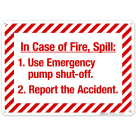 In Case of Fire, Spill Sign, Fire Safety Sign