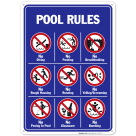 Pool Rules Sign, No Diving No Pushing No Running No Peeing in Pool