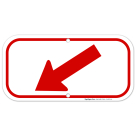 Down Diagonal Red Left Arrow Sign