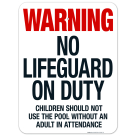 Arkansas No Lifeguard On Duty Sign, Complies With State Of Arkansas Pool Safety Code