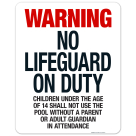 California No Lifeguard On Duty Sign, Complies With State Of California Pool Safety Code