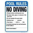 District Of Columbia Pool Rules Sign, Complies With District Of Columbia Pool Safety Code