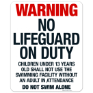 Idaho Warning No Lifeguard On Duty Sign, Complies With State Of Idaho Pool Safety Code