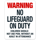 Kansas Warning No Lifeguard On Duty Sign, Complies With State Of Kansas Pool Safety Code, (SI-62063)
