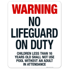 Kansas Warning No Lifeguard On Duty Sign, Complies With State Of Kansas Pool Safety Code