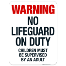 Maine Warning No Lifeguard On Duty Sign, Complies With State Of Maine Pool Safety Code
