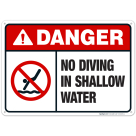 Maryland No Diving Shallow Water Sign, Complies With State Of Maryland Pool Safety Code
