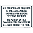 Massachusetts Shower Required Sign, Complies With State Of Massachusetts Pool Safety Code