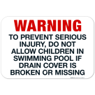 Mississippi Drain Cover Warning Sign, Complies With State Of Mississippi Pool Safety Code