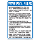 California Wave Pool Rules Sign, Complies With State Of California Pool Safety Code
