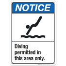New Jersey Diving Permitted Sign, Complies With State Of New Jersey Pool Safety Code