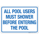 North Carolina Shower Before Entering Sign, Complies With State Of North Carolina Pool Safety Code, (SI-62127)