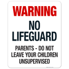 Oregon Warning No Lifeguard Sign, Complies With State Of Oregon Pool Safety Code