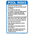 Georgia Pool Risks Sign, Complies With State Of Georgia Pool Safety Code