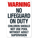 Texas Warning No Lifeguard On Duty Sign, Complies With State Of Texas Pool Safety Code