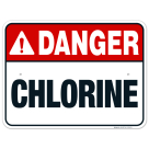 Texas Danger Chlorine Sign, Complies With State Of Texas Pool Safety Code