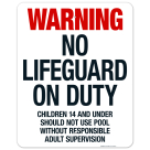 Utah Warning No Lifeguard On Duty Sign, Complies With State Of Utah Pool Safety Code